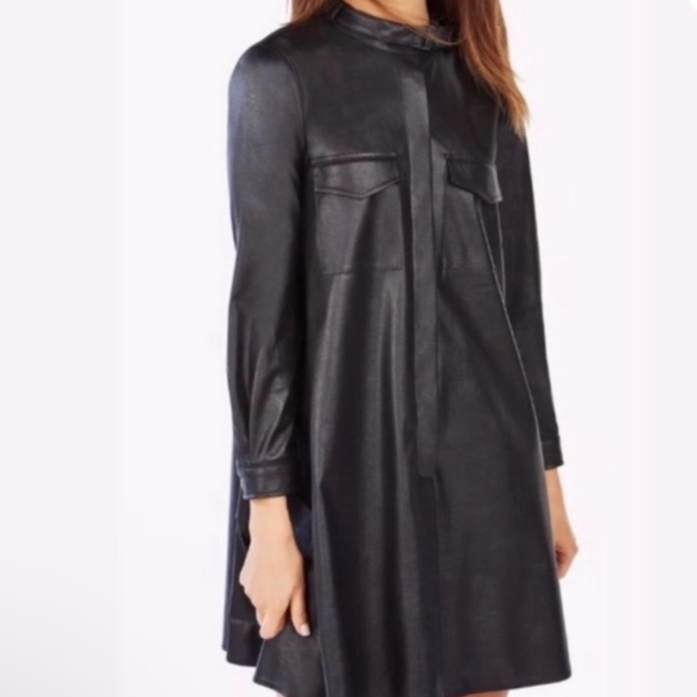BCBGMaxAzria Black Asymmetrical Shirt Dress